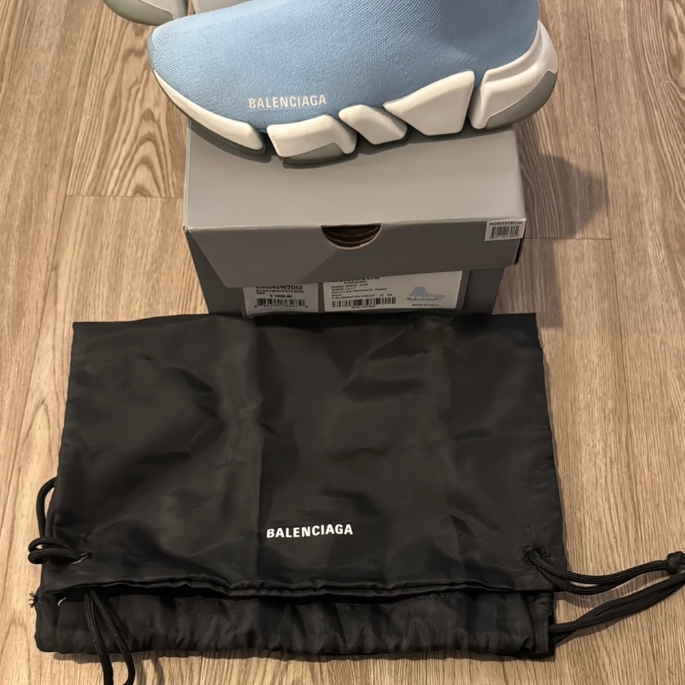 Balenciaga Light Blue Speed Trainers - Picture 2 of 5